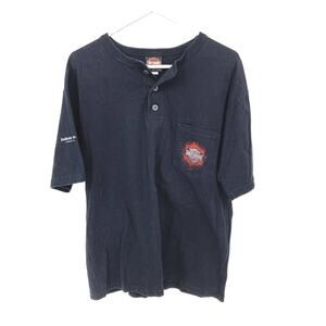 Motor Harley-Davidson Cycles 100% Cotton Navy Blue Tee with Pocket Size L